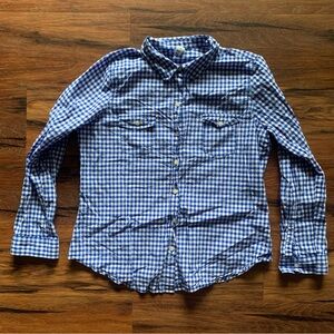 Old Navy women’s large button-down blue and white checkered shirt